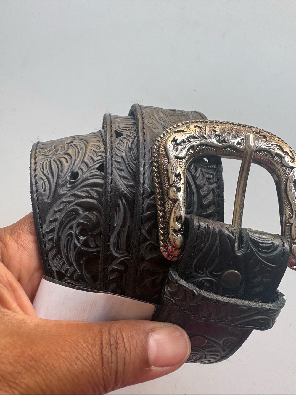 Shyanne Tooled Cross Leather Belt — Size XL — NWT